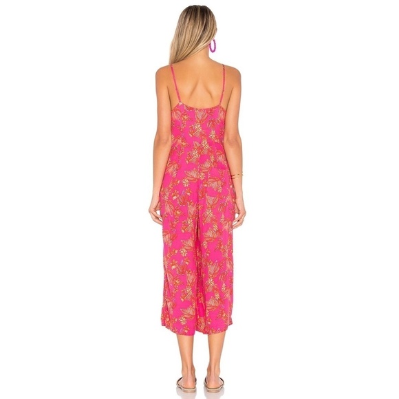 FREE PEOPLE Hot Tropics Jumpsuit Cropped Floral Tie Waist Colorful Print Size 4 - Picture 8 of 16